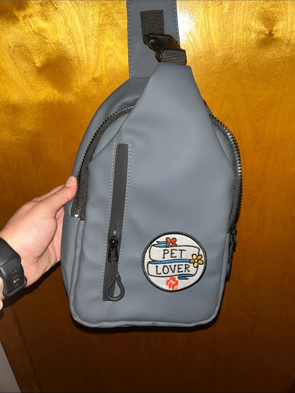 Gray Pet Lover Sling Bag